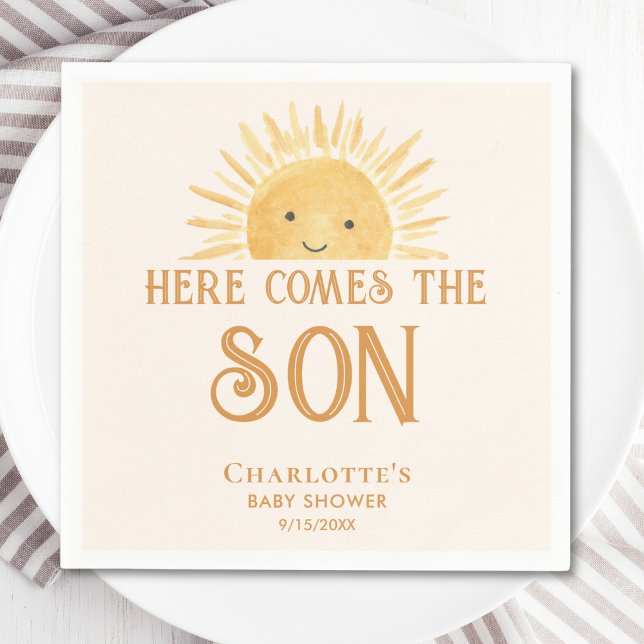 Serviette En Papier Voici Le Baby shower Fils Boy (Créateur téléchargé)