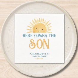 Serviette En Papier Voici Le Baby shower Fils Boy