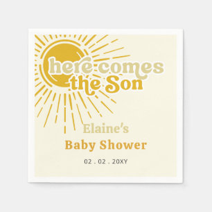 Serviette En Papier Voici le baby shower retro de son boho