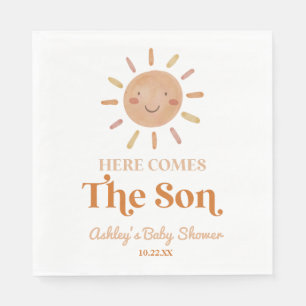 Serviette En Papier Voici Le Baby shower Son Boho Bohemian Retro