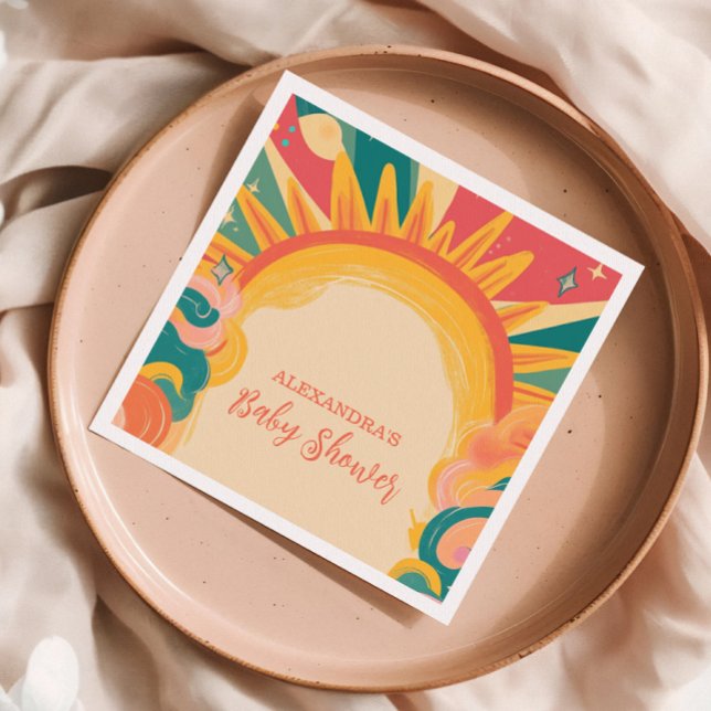 Serviette En Papier Voici le Baby shower Son Jaune soleil (Créateur téléchargé)