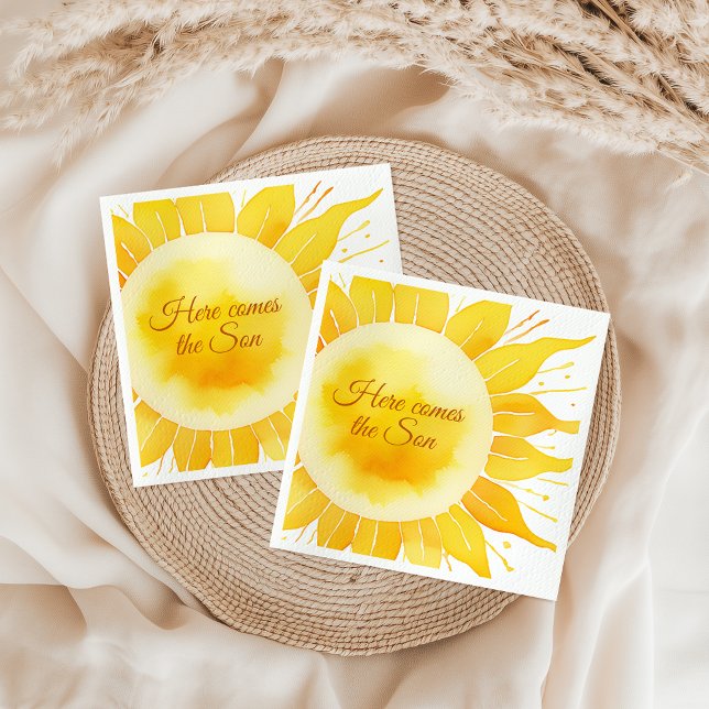 Serviette En Papier Voici le Baby shower Son Jaune soleil (Créateur téléchargé)