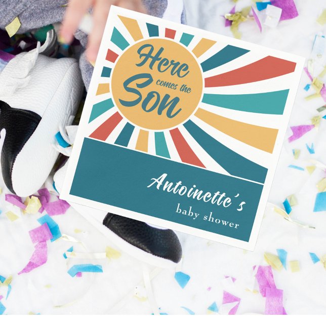 Serviette En Papier Voici le Baby shower Son Retro Sun (Créateur téléchargé)
