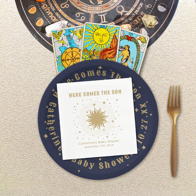 Serviette En Papier Voici Le Fils | Baby shower céleste (Créateur téléchargé)