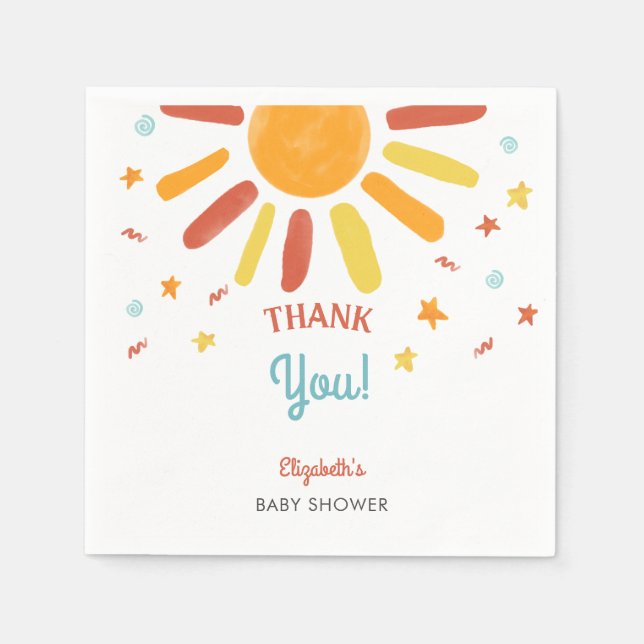 Serviette En Papier Voici Le Fils Baby shower Merci Personnalisé (Devant)