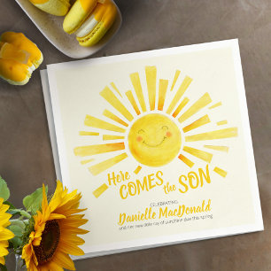Serviette En Papier Voici le fils le soleil jaune baby shower