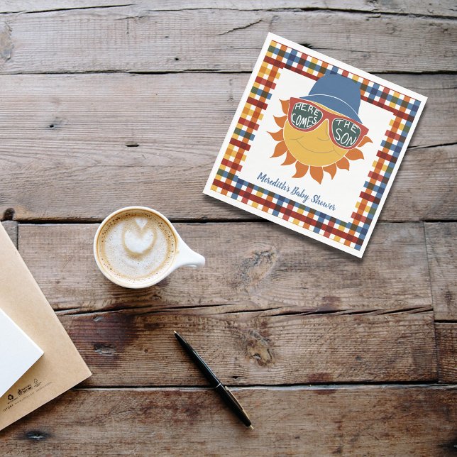 Serviette En Papier Voici le Fils Plaid Baby Boy Shower (Créateur téléchargé)