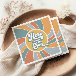 Serviette En Papier Voici Le Son Super Retro Baby shower Soleil