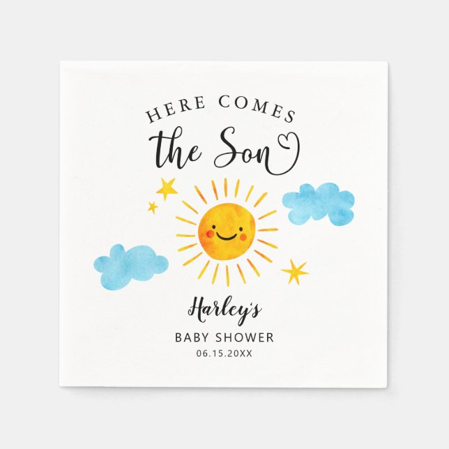 Serviette En Papier Voici Les serviettes Son Baby shower (Devant)