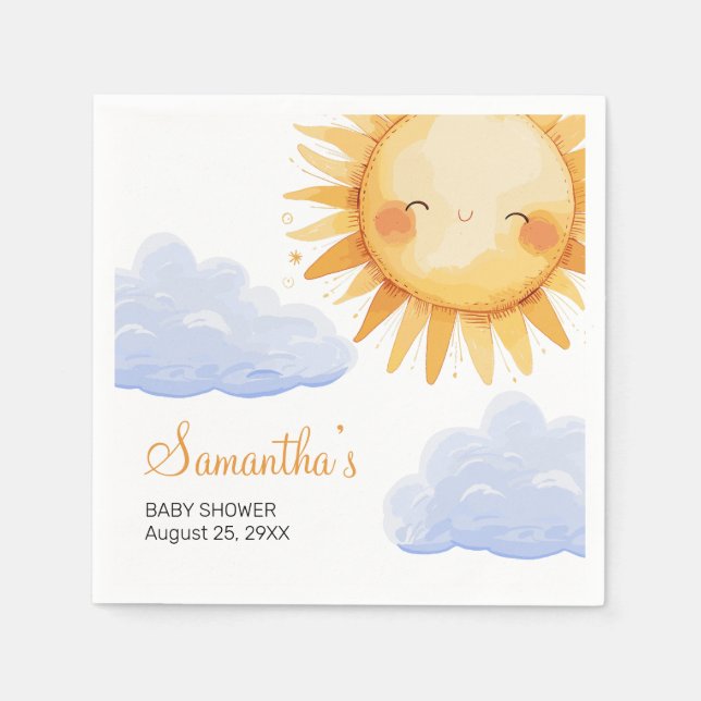 Serviette En Papier Voici l'invitation du baby shower Sun (Devant)