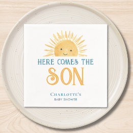 Serviette En Papier Voici venir le fils garçon Baby Shower