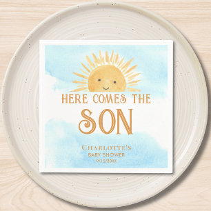 Serviette En Papier Voici venir le fils Garçon Baby Shower