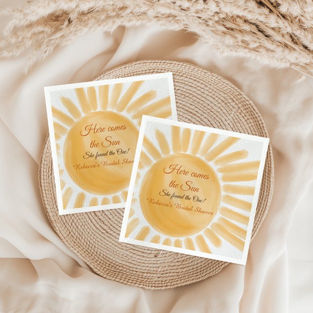 Serviette En Papier Voici venir le Soleil Jaune Fête de Mariage (Créateur téléchargé)
