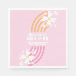 Serviette En Papier Voie Rétro Deux Anniversaire Groovy Daisy Fleur Ro