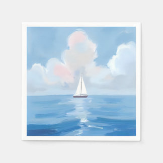 Serviette En Papier Voile dans le bleu | Peinture d'océan de voilier c