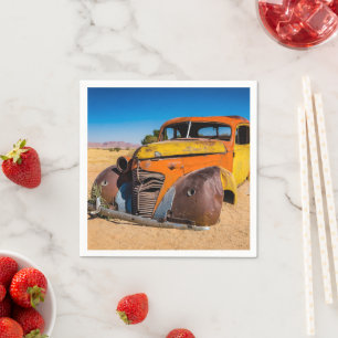 Serviette En Papier Voiture ancienne et abandonnée à Solitaire, Namibi