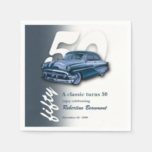 Serviette En Papier Voiture Bleue Classique de Voyage Fête son 50e Ann