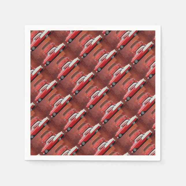 Serviette En Papier Voiture classique Chevy Bel Air Dodge Rouge Blanc  (Devant)