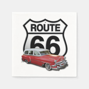 Serviette En Papier Voiture classique Route 66
