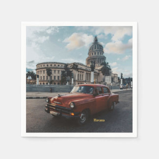 Serviette En Papier Voiture Classique Vintage La Havane Cuba