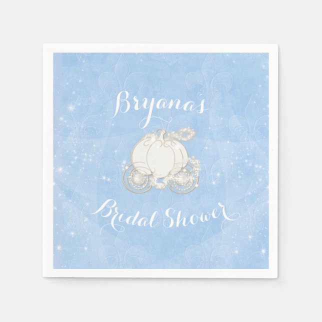 Serviette En Papier Voiture de Cendrillon Blue Sparkle Élégante Fête (Devant)