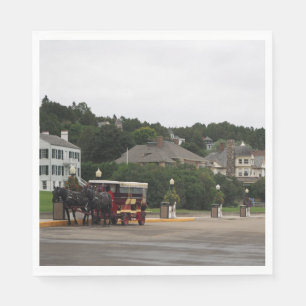 Serviette En Papier Voiture de chevaux, rue Mackinac Island