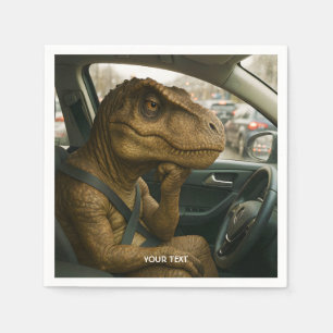 Serviette En Papier Voiture de conduite Imaginaire Dinosaur