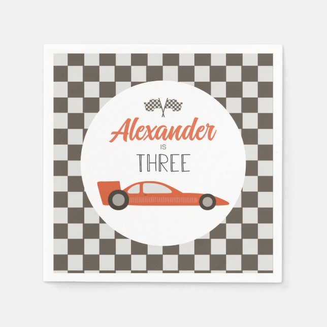 Serviette En Papier Voiture de course rouge 3e anniversaire (Devant)