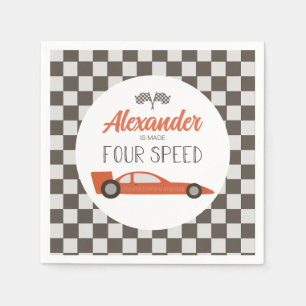 Serviette En Papier Voiture de course rouge 4e anniversaire