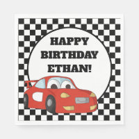 Voiture de course rouge d'enfant Anniversaire noir