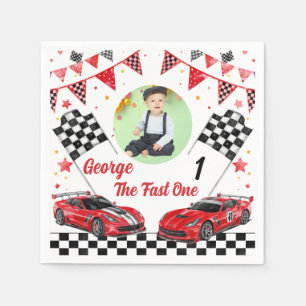 Serviette En Papier Voiture de course rouge et noire Fast One Photo 1e