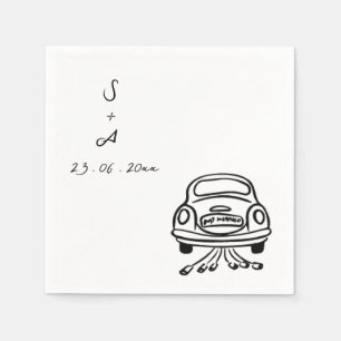 Serviette En Papier voiture de mariage Mariage Dessinée à la Main