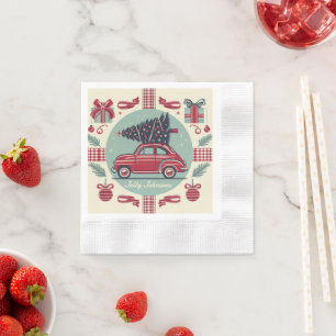 Serviette En Papier Voiture de Noël Retro Vintage personnalisée