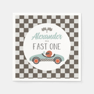 Serviette En Papier Voiture Fast One bleue Race Anniversaire
