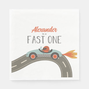 Serviette En Papier Voiture Fast One bleue Race Anniversaire