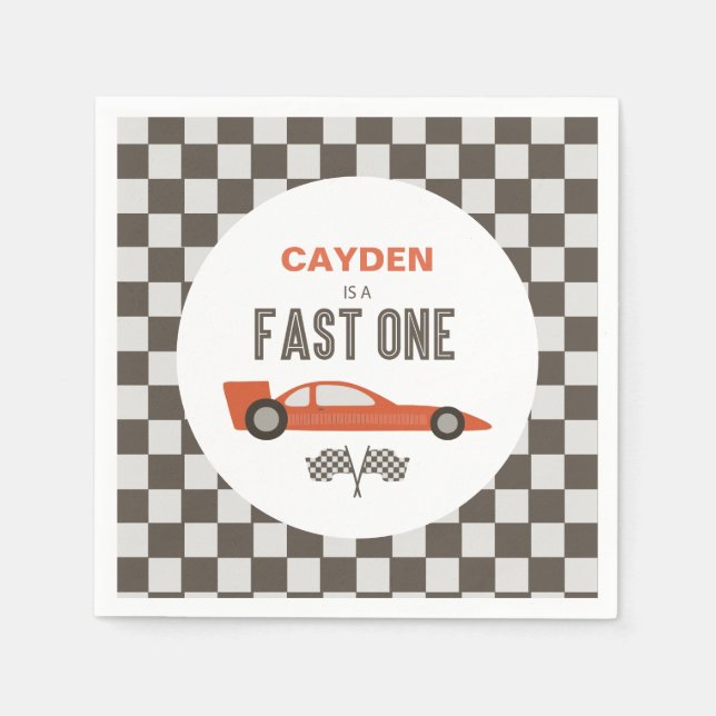 Serviette En Papier Voiture Fast One Red Race Anniversaire (Devant)