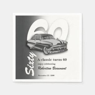 Serviette En Papier Voiture grise classique fête son 60e anniversaire