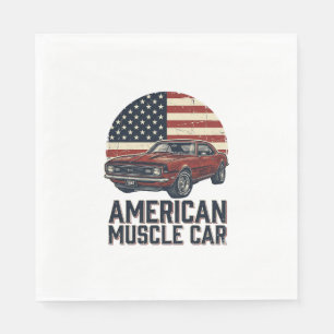 Serviette En Papier Voiture Musclée Américaine Vintage Flag Chemise De
