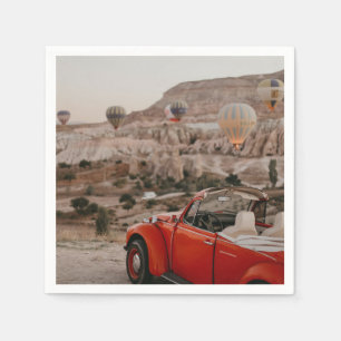 Serviette En Papier Voiture Rouge Vintage classique à regarder des bal