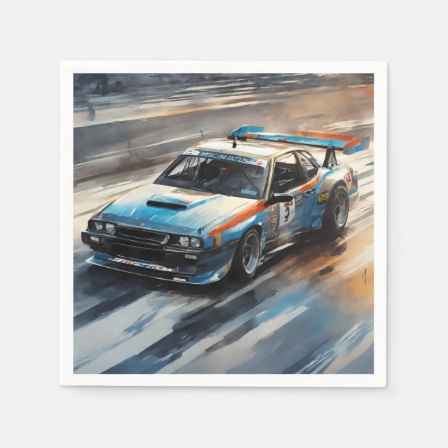 Serviette En Papier Voiture Sporty Blue Racing (Devant)