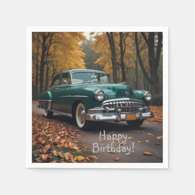 Serviette En Papier Voiture verte antique (Devant)