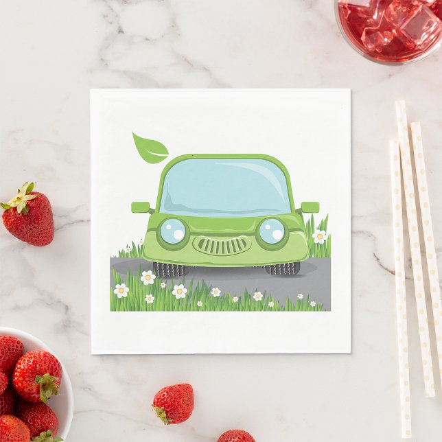 Serviette En Papier Voiture verte mignonne (Créateur téléchargé)