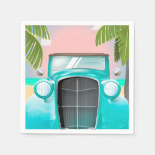 Serviette En Papier voiture verte mousse de mer vintage