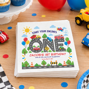 Serviette En Papier Voitures de transport mignonnes 1er anniversaire g