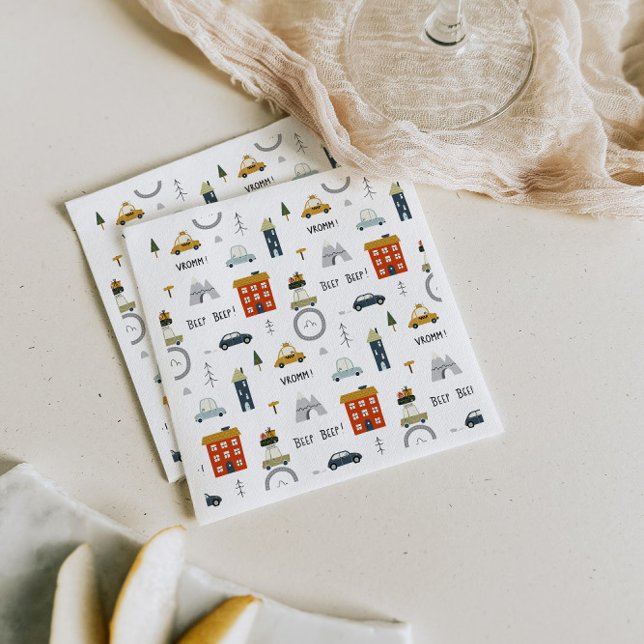 Serviette En Papier Voitures de ville Anniversaire  (Créateur téléchargé)