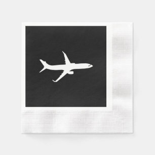 Serviette En Papier Vol blanc de silhouette d'avion de ligne à