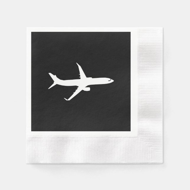 Serviette En Papier Vol en silhouette blanche JetLiner (Devant)