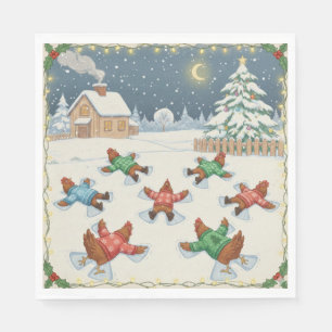 Serviette En Papier Volaille de Noël en Mouvement, Serviettes