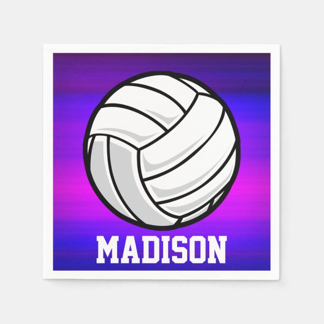 Serviette En Papier Volley-ball; Violet bleu vibrant et Magenta (Devant)