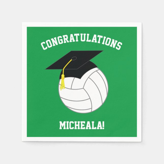 Serviette En Papier Volleyball Graduation Sports Green (Devant)